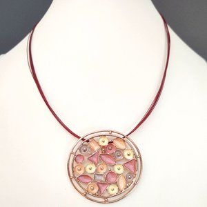 Muted pastel resin and rose gold pendant necklace